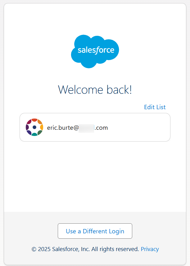 Login page with email address