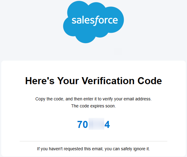 Email with verification code